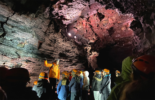 Exploring an underground lava tunnel