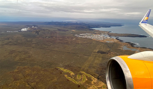 A view of Iceland as the plane comes in to land