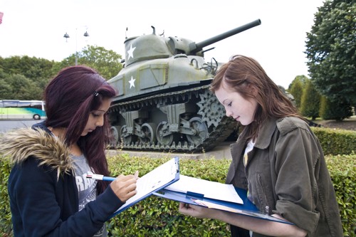 Students exploring the D-Day museum in Normandy
